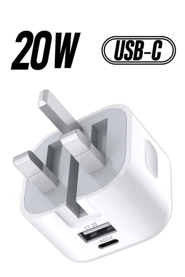 20W USB C Charger Block, 2-Ports [USB-C + USB] Charging Station, QC PD3.0 GaN Fast Charging Block,