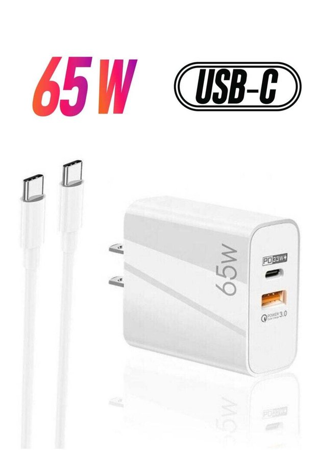 65W Fast Charge Adapter For MacBook Pro Laptop Type C PD Quick Phone Charger For iPhone 13 11 iPad