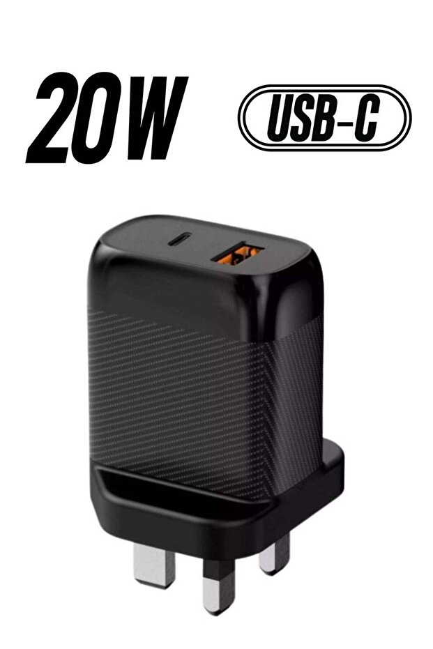 Fast Wall Charger with Dual Ports (PD + USB) for Quick Charging, 20W Power, Model BC202, Bra