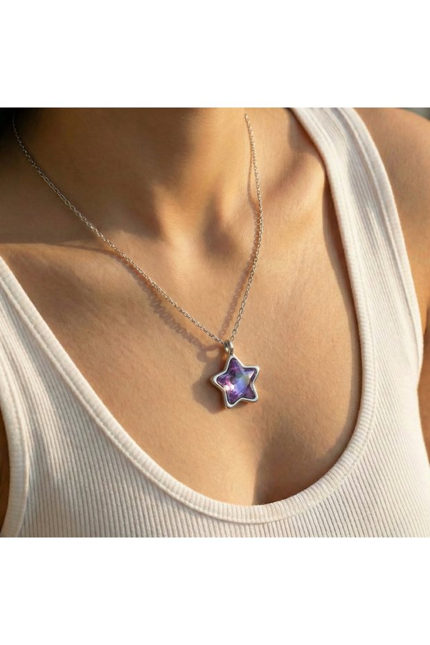 316L Anti-Tarnish Steel Silver Color Star Model Women's Necklace