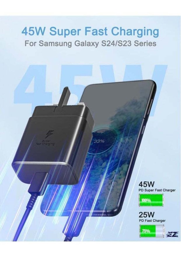 45W Super Fast Charger Compatible with Samsung – PD3.0 USB-C Charger for Galaxy S23 Ultra, S23+, S2