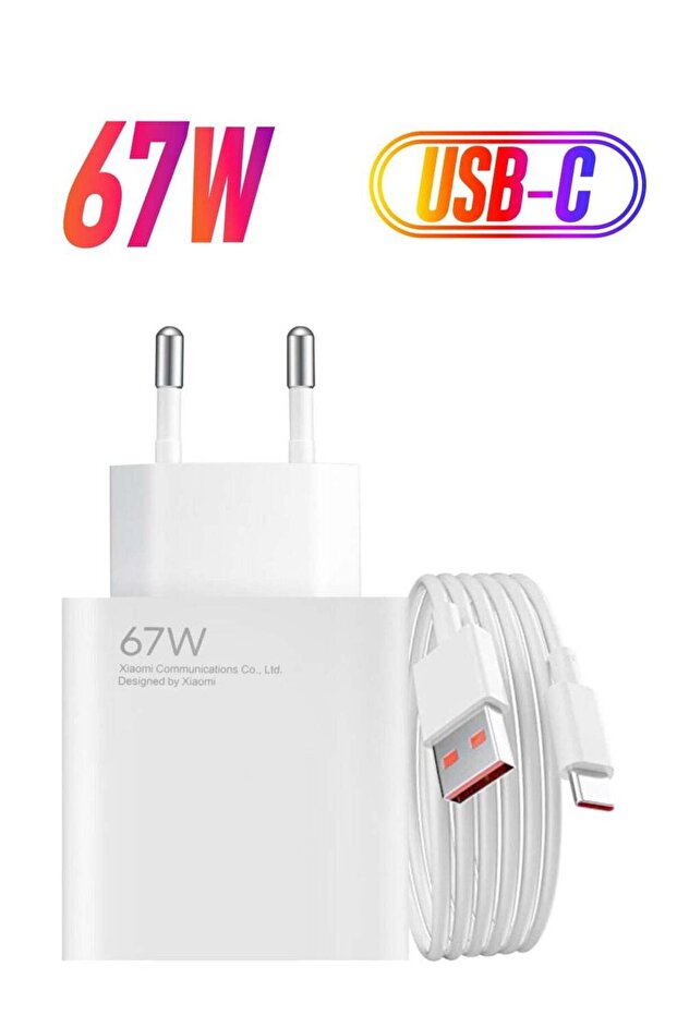 Original Xiaomi 67W USB Wall Charger – Fast Charging with USB to USB-C Cable Included, Compact & Re