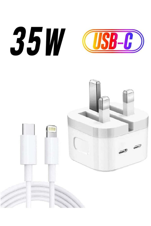 35W Dual USB-C Port Power Adapter Compatible Dual Type C wall charging plug 2M cable Compatible wit