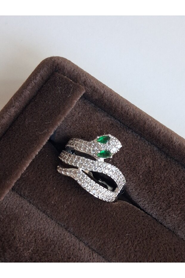 خاتم على شكل ثعبان فضي قابل للتعديل - 4