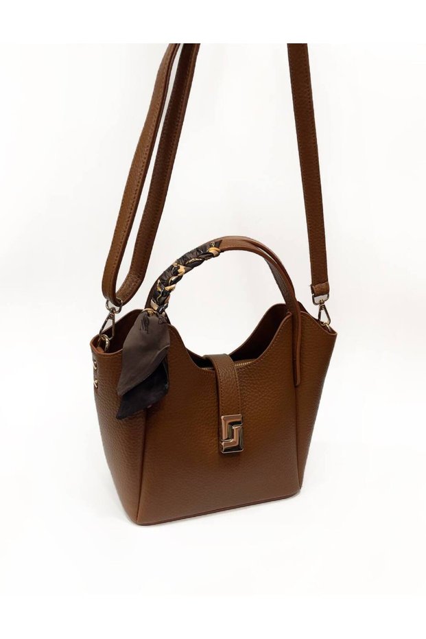 Women's Shoulder Bag with Shawl Detail, Hand and Crossbody Strap, Daily Stylish Bag 23X20 cm