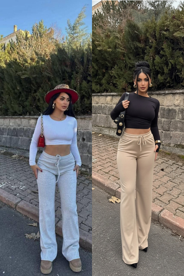 Women's 2-Piece Wide Leg High Waist Sweatpants