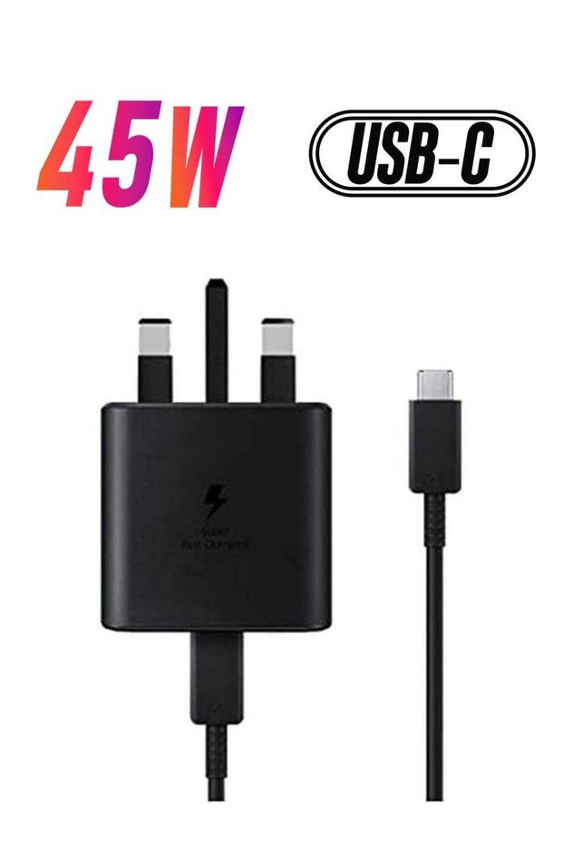 45W USB C Charger,compatible Samsung UK Travel Adaptor (45W with USB type C Cable) Black45W USB C C