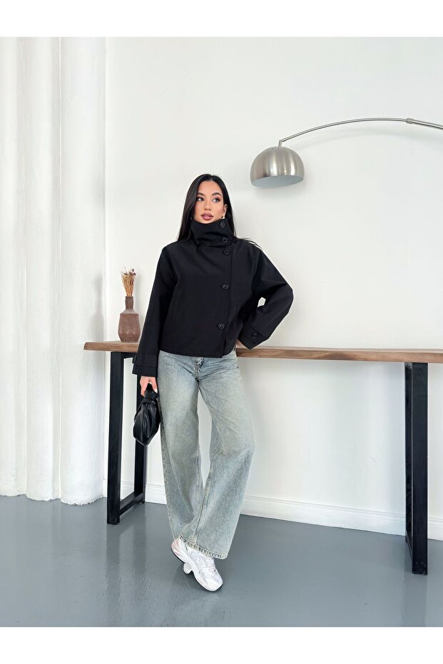 جاكيت ترنش بأزرار وياقة عالية - 6