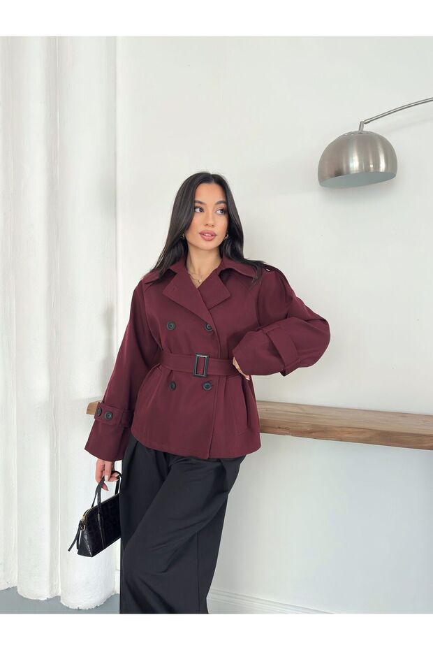 جاكيت ترنش بأزرار وحزام - 2