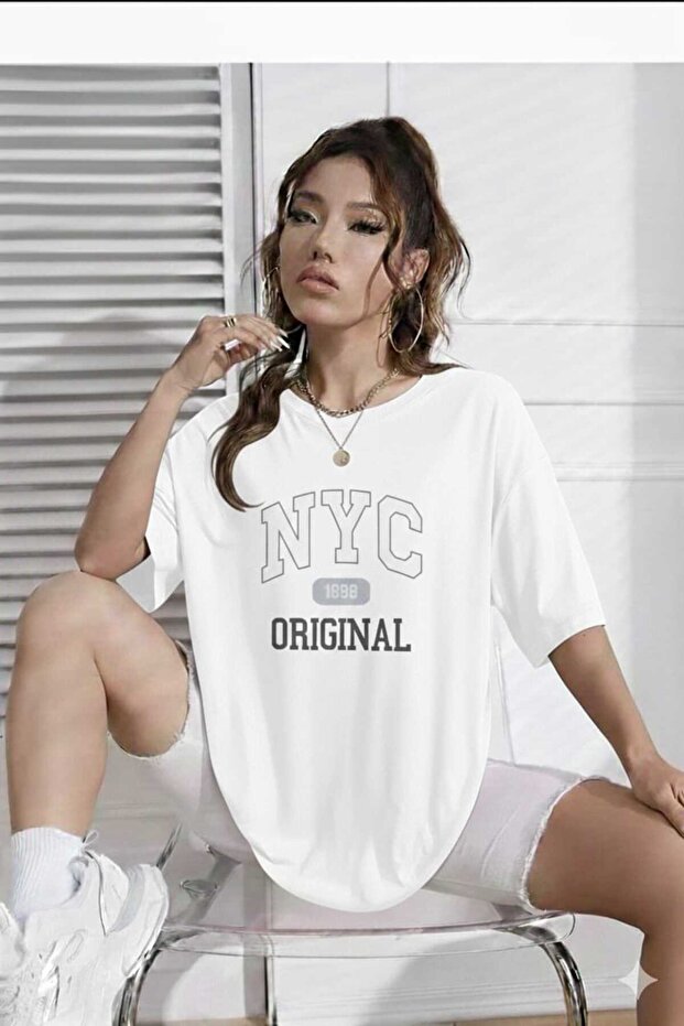 Nyc Original Printed White Unisex T-Shirt