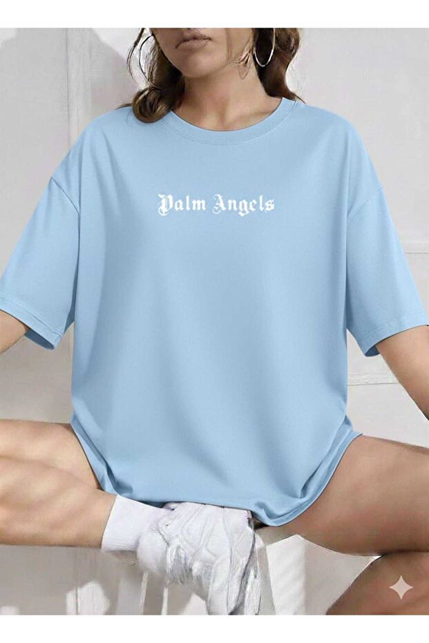 Palm Angels Printed Baby Blue Unisex T-Shirt