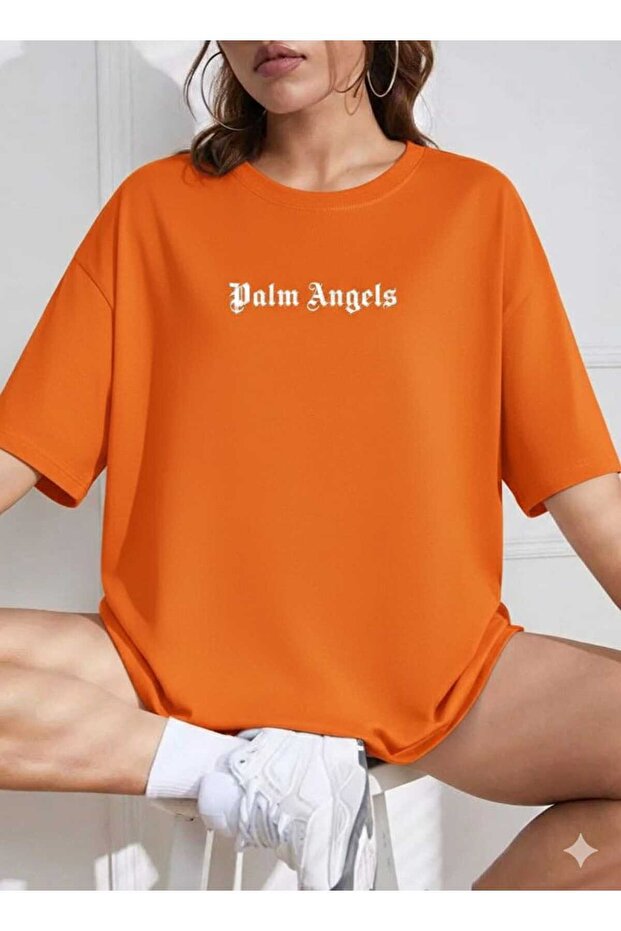 Palm Angels Printed Orange Unisex T-Shirt