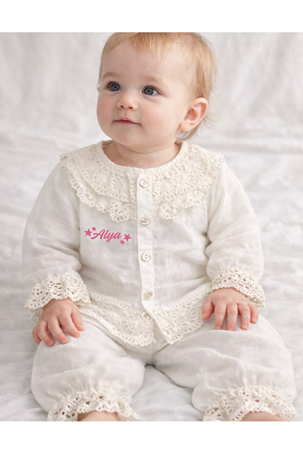 Muslin Baby Girl Lace Top and Bottom Two-Piece Set
