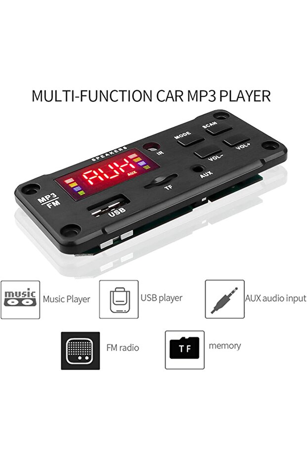 وحدة فك تشفير MP3 بتقنية بلوتوث من LJCM، وحدة فك تشفير MP3 بتقنية بلوتوث 5.0 تعمل بجهد 6-12 فولت تيار مستمر، شاشة عرض رقمية مزدوجة - 6