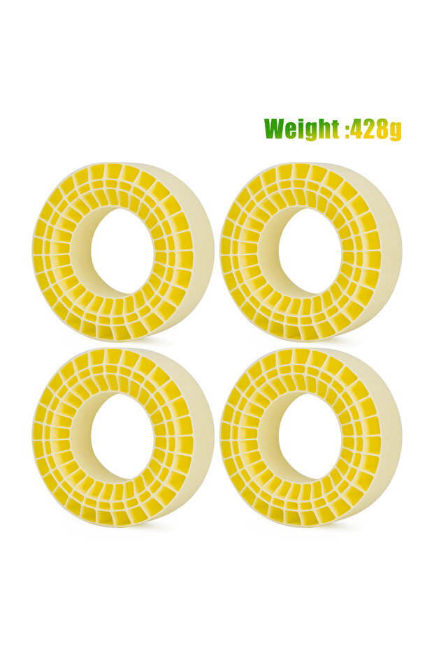 Yellow 4pcs 4PCS 2.2" Silicone Insert Foam Waterproof 125*45mm for 1/10 RC Crawler Car SCX10 Capra