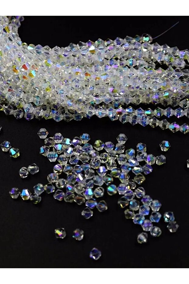 3mm 1200pcs White AB 3/4mm Glass Crystal Bicone Shaped Loose Beads White Illusion DIY Handmade Acces