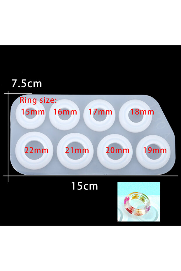 15 1Pcs Rings Resin Epoxy Molds Mixed Size Silicone Casting Molds Tool For DIY Jewelry Making Findin