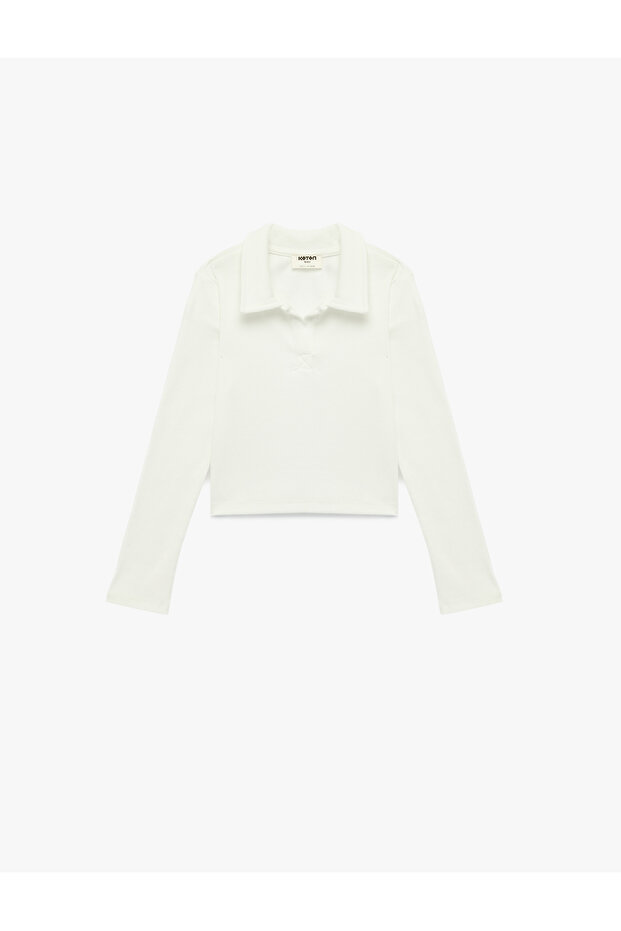 Cotton Long Sleeve Camisole Polo Neck T-Shirt