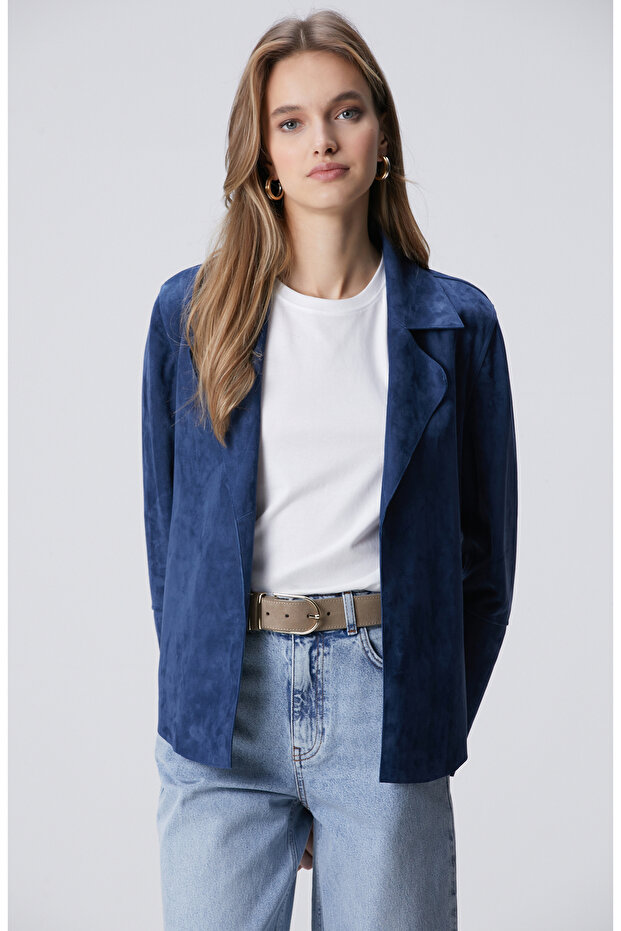 İndigo Deri Süet Ceket - 1