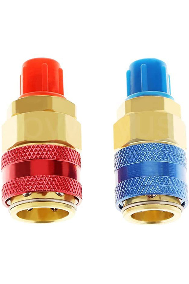 2pcs R134A Low High Auto Car Quick Coupler Connector Brass Adapters Car Air Conditioning Refrigerant