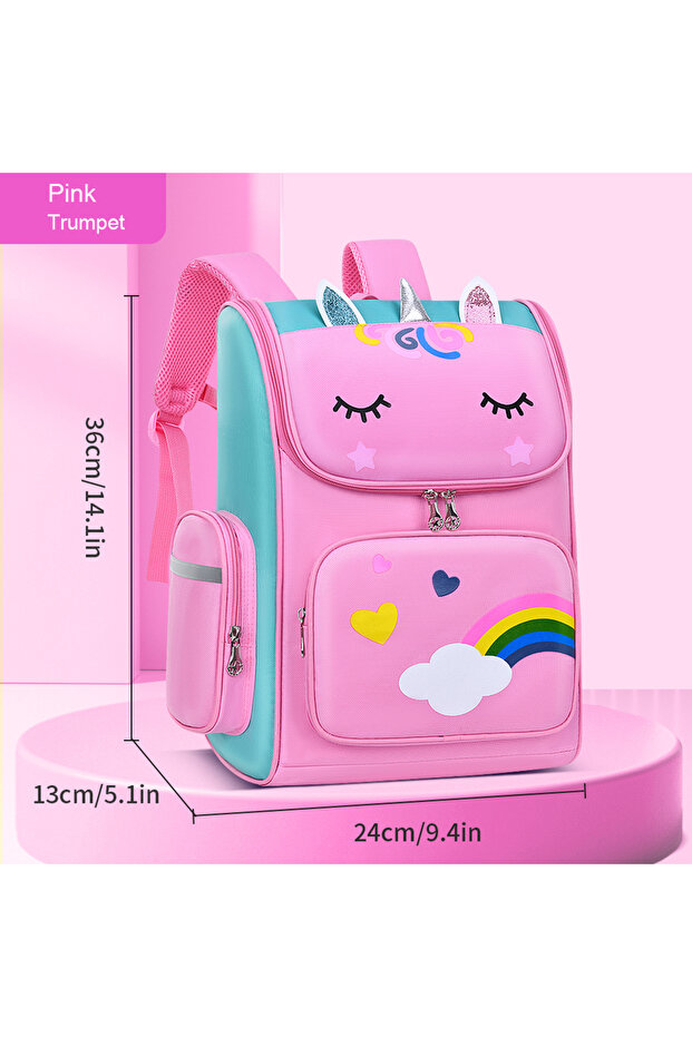 Pink Large New CHILDREN'S Elementary School Students Schoolbag 6-12 Years Old Boys and Girls Shoulde