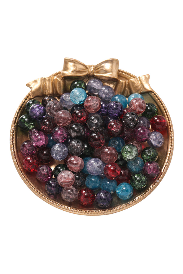 Random mixed 50pcs Glass Round Crackle Beads 10mm Loose Spacer Beads for Handmade DIY Bracelets Neck