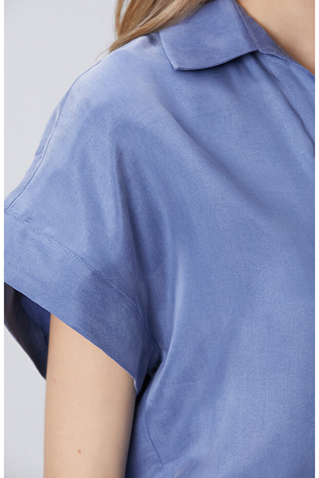 Mavi Cupro Gömlek - 6