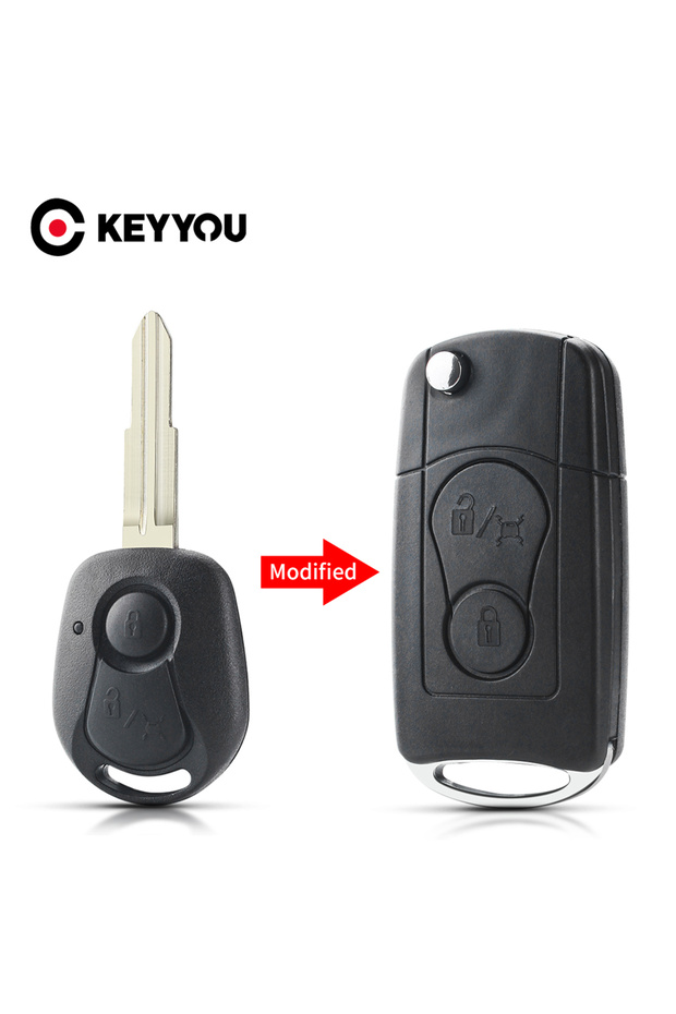 مفتاح سيارة معدل KEYYOU بزرين، علبة مفتاح سيارة قابلة للطي عن بعد لسيارات سانج يونج أكتيون وكيرون R