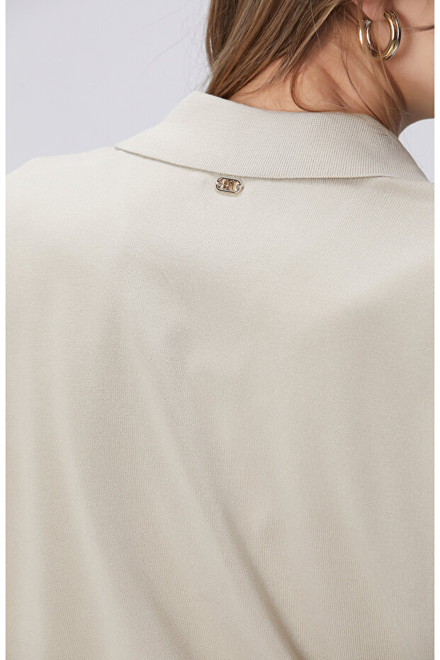 Vizon Polo Yaka Düğmesiz Kısa Kol Basic Kazak - 7