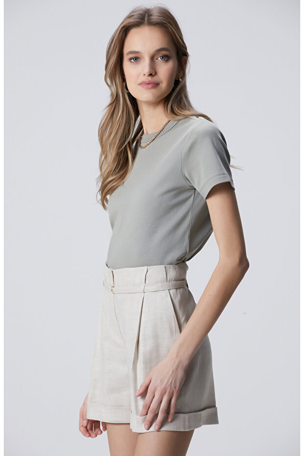 Açık Haki Basic T-shirt - 4