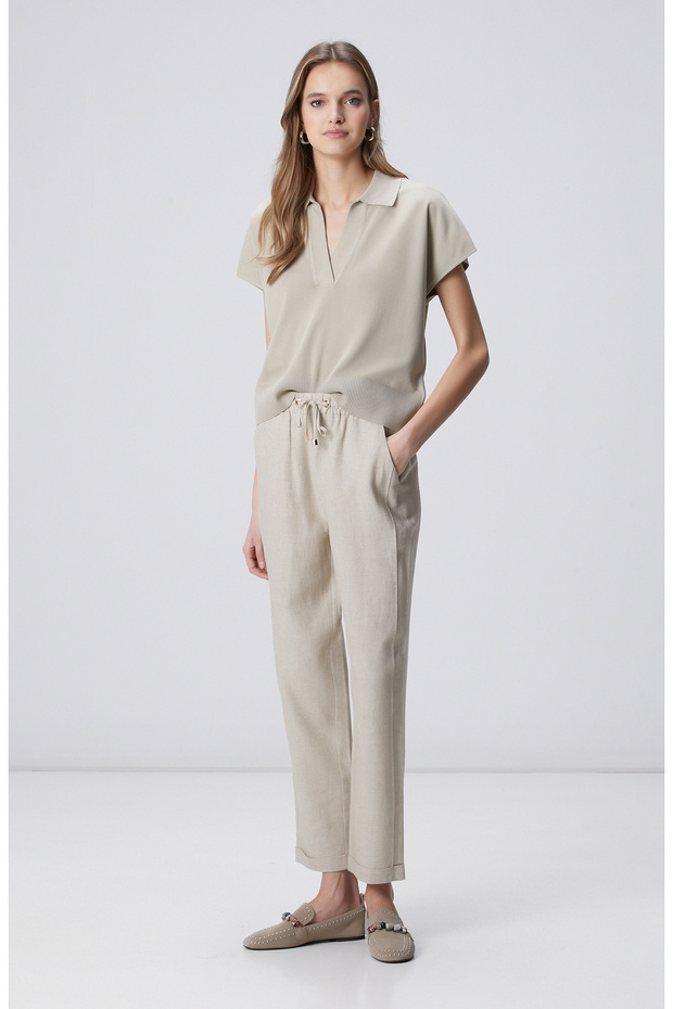 Vizon Polo Yaka Düğmesiz Kısa Kol Basic Kazak - 3