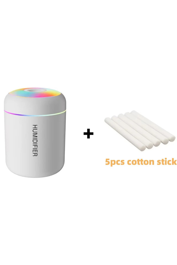 White Add 5 filters Car Mini Air Humidifier 180ML USB Electric Aroma Diffuser Essential Oil Purifier