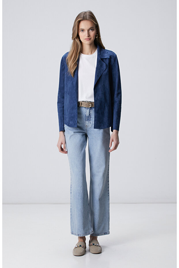 İndigo Deri Süet Ceket - 3