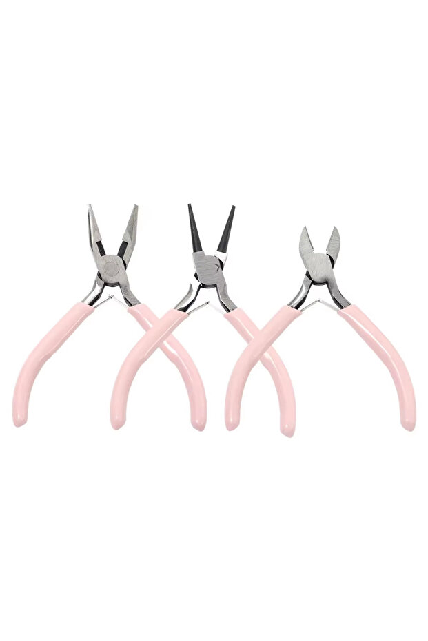 Pink-3pcs 4 Pack Jewelry Pliers Jewelry Making Pliers Tools Kit with Needle Nose Pliers/Chain Nose P