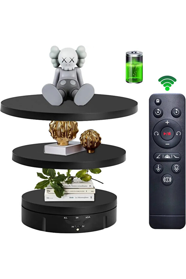 black Jewelry Rotating Turntable, Remote Controlled Electric Rotating Display Stand, Suitable for Ph