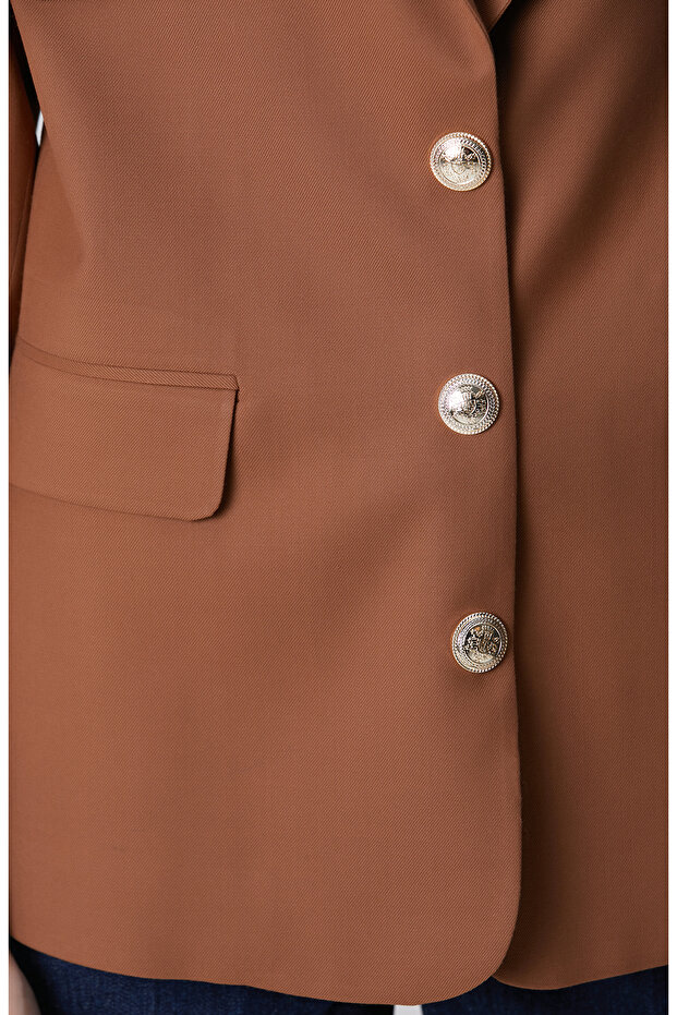 Camel Yün Karışımlı Ceket - 6