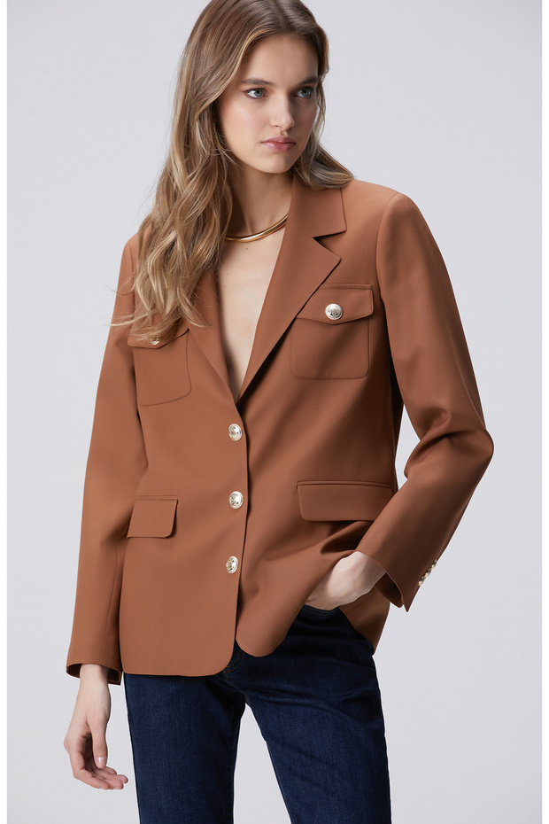 Camel Yün Karışımlı Ceket - 1