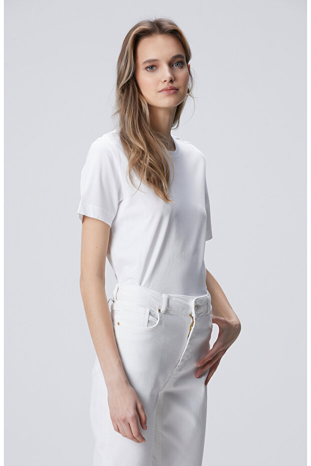 Beyaz Basic T-shirt - 4
