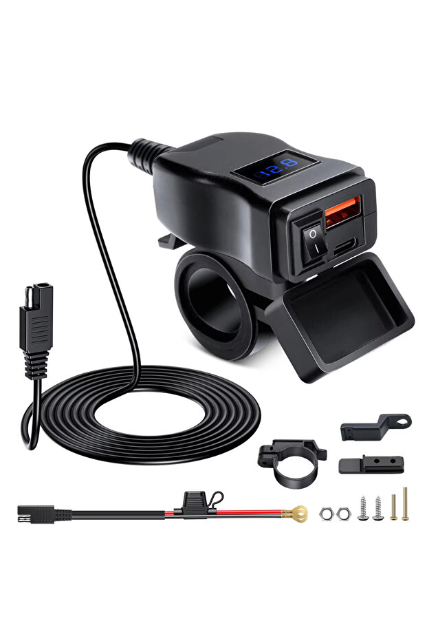 PD and QC3.0 Extractme Motorcycle Charger Dual USB QC3.0 Fast Charger Power Adapter Socket with Swit