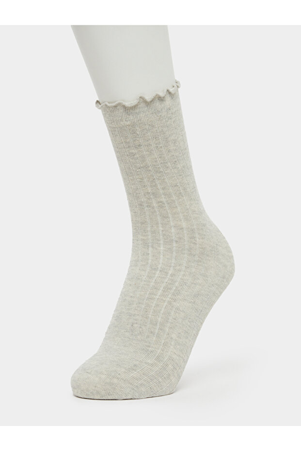 Girls Lettuce Edge Ribbed Socks - One Size 3-8 Years