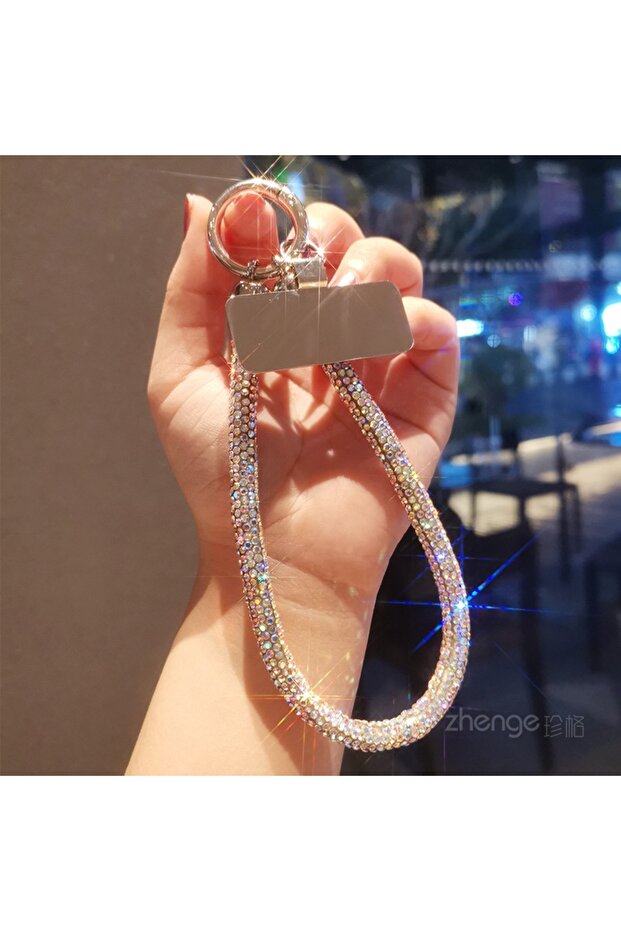 Colorful New Full Diamond Phone Lanyard Light Luxury Style Short Chain Handheld Hanging Wrist Flash