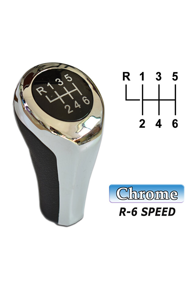 ناقل حركة كروم بست سرعات، مناسب لسيارات BMW الفئة 1، 3، 5، 6 (E30، E32، E34، E36، E38، E39، E46، E53، E60، E63، E83، E84، E90، E91). - 1