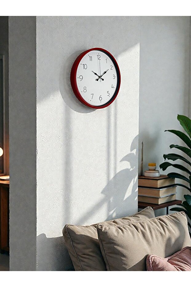 ساعة حائط حمراء قياسية مقاس 36 سم - 3