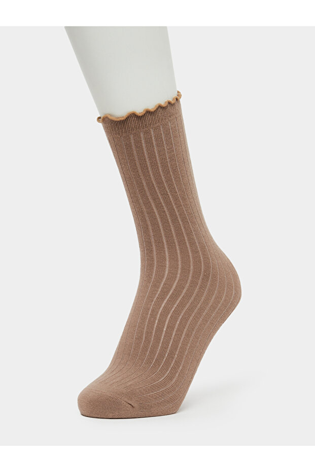 Girls Lettuce Edge Ribbed Socks - One Size 3-8 Years