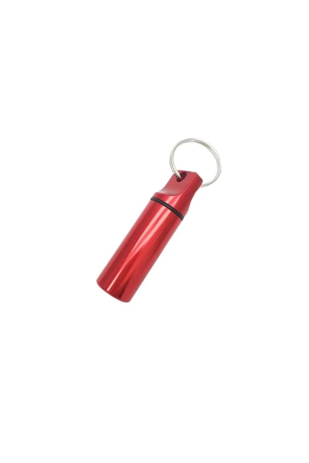 Red 2pcs Small Pket Pill Box Keychain, Portable Mini Pill Organizer, Waterproof Pill Box Cases with