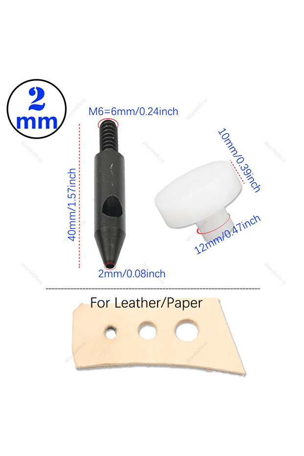 Round-2mm 1Pcs M6 Thread Punching Suitable for European Vulcan 3 Round Spacing Cutting Dies LeatherC