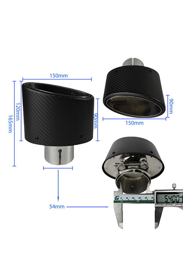 Polishing-54mm 1Pcs Universal Car Matte Carbon Fiber Muffler Tip Exhaust Pipe Nozzle Decoration Stai