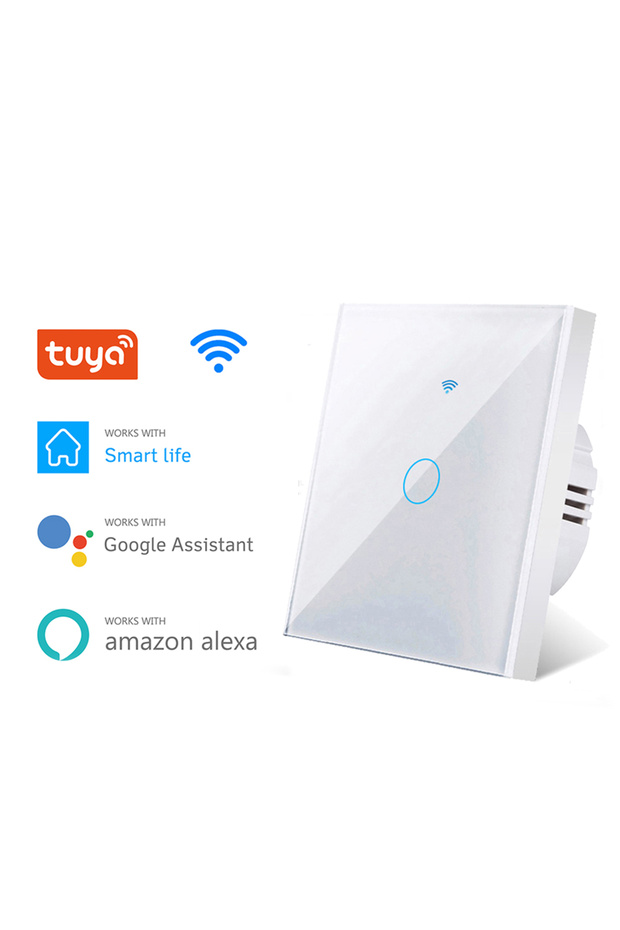 white touch one EU Touch Switch LED Crystal Glass Panel Wall Lamp Light Switch No Neutral Wire 1/2/3