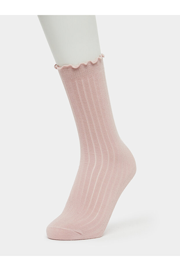 Girls Lettuce Edge Ribbed Socks - One Size 3-8 Years
