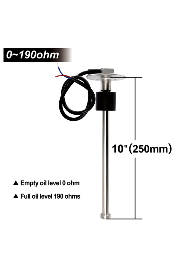 250mm Sensor 0-190 Ohms Fuel Level Sensor/Water Level Stainless Steel A5 Sensor for Auto Car Boat Wa